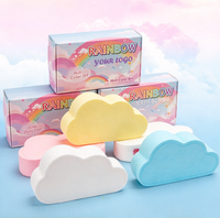 Bombes de bain effervescentes colorées en forme de nuage arc-en-ciel, au sel de mer gris biologique, parfum lait et huiles essentielles, pour enfants