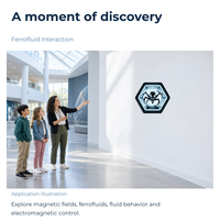 Exposition scientifique interactive sur l'interaction des ferrofluides hexagonaux, présentation éducative STEM pour les écoles et les musées scientifiques