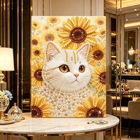 Peinture Mosaïque Faite Main 5D à Forme Spéciale avec Perles, Motifs Papillon, Chat, Fleur, Dame pour Décoration de Salon et Cadeau pour Adultes