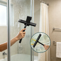 Squelette de douche et grattoir de sol en silicone avec poignée en acier inoxydable, écologiques et de luxe, système de fixation personnalisable