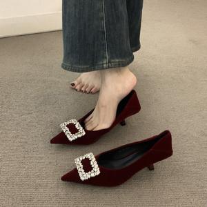 Zapatos de Mujer Antideslizantes con Cordones, de Tacón Bajo y Alto, con Punta Puntiaguda, Estilo Sexy para Banquete, Zapatos de Moda - Product Image 1