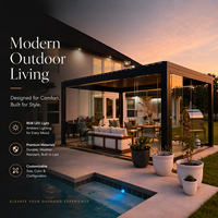 Système de couverture de pergola bioclimatique en aluminium avec côtés rétractables, toit à lamelles imperméable, cadre thermolaqué
