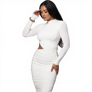 <b>Fall</b> New <b>Women's</b> Casual Eco-Friendly MIX Solid White Slim <b>Long</b> <b>Sleeve</b> <b>Dresses</b> - Product Image 2