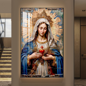 Tranh in vải, tranh sứ pha lê, tranh kính, tranh nghệ thuật treo tường Chúa Giêsu, Đức Mẹ Maria, tôn giáo Thiên Chúa giáo, sự cứu chuộc, phong cách cổ điển - Product Image 3