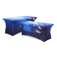 Nappe extensible personnalisée de haute qualité en spandex, imprimée sur mesure, lavable en machine, 6 pieds x 8 pieds, pour événements et publicité (vente en gros)