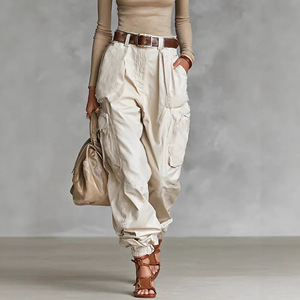 <span class=keywords><strong>Pantaloni</strong></span> <span class=keywords><strong>Cargo</strong></span> da <span class=keywords><strong>Donna</strong></span> Streetwear con Tasche Multiple, Vestibilità Ampia, Gamba Larga, Casual, Vita Alta, Stile Hip Hop Punk Harajuku - Product Image 2