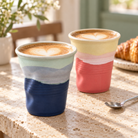 Mug à café bohème en céramique fait main, gobelet à glaçure colorée, compatible lave-vaisselle et micro-ondes, cadeau d'affaires, 3 tailles, 9 couleurs