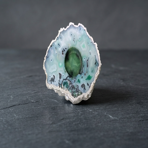 Porte-bougie en fluorite bleue polie, géode, pierre naturelle irrégulière, décoration d'intérieur - Product Image 5