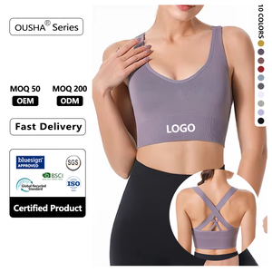 Soutien-gorge de sport dos croisé grande taille pour femme, maintien moyen, respirant, écologique, antichoc, séchage rapide, pour yoga et fitness - Product Image 1