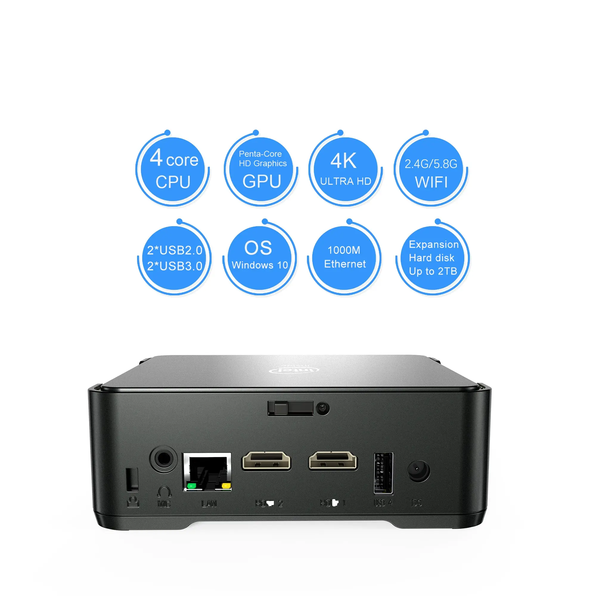 Mini-PC GK3V 4/64G Intel Gemini Lake J4105 Mit VGA Dual Brand Wifi 2.4G 5.8G gewinnt 10 Micro-PC-Smart-TV-Box