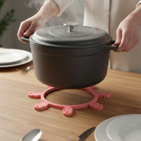 Nouveau Set de Table Isotherme en Silicone Personnalisé de Luxe, Tapis de Cuisine Anti-Brûlure, Sous-Verre Résistant aux Hautes Températures, Support de Casserole Fabriqué en Chine
