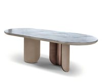 Table à manger moderne de luxe en marbre naturel, sur mesure, 8, 10 ou 12 places, avec base en acier inoxydable et revêtement en cuir, pour villa haut de gamme