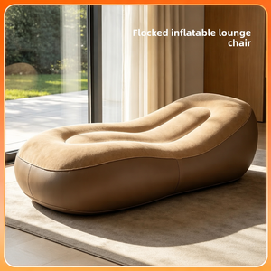 Wholesale Lightweight Flocked Eco-friendly PVC <b>Inflatable</b> Lounge Chair Air <b>Sofa</b> Outdoor Camping Beach - Product Image 3