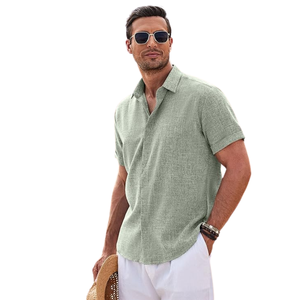 Hot Selling <b>Linen</b> Loose Solid Color <b>Short</b> <b>Sleeve</b> Cotton <b>Linen</b> <b>Shirt</b> Beach Oversized Casual <b>Shirt</b> Summer Travel <b>Shirt</b> - Product Image 4