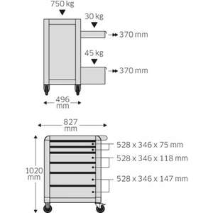 STAHLWILLE - 81200161 Chariot porte-outils avec 6 tiroirs-EAN 4018754334643 ROLLING WORKSHOPS ROLLER CABINETS - Product Image 4