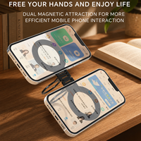 Support de téléphone magnétique double face en alliage d'aluminium pliable et réglable à 360 degrés de haute qualité pour utilisation sur double écran sur bureau