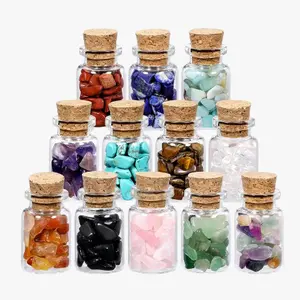 Natural Crystal Tumbled Chip Stones Reiki Healing Energy Glass Wishing Bottles Gemstone