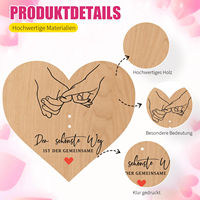 Hadiah Uang Pernikahan Ramah Lingkungan Berbentuk Hati dari Kayu dengan Kemasan Kantong OPP Motif Ucapan Dekoratif untuk Pengantin Wanita & Pria