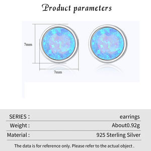 Boucles d'oreilles clous tendance en argent sterling 925 rhodié, design original, opale colorée, bijoux délicats, cadeaux de fiançailles pour - Product Image 3