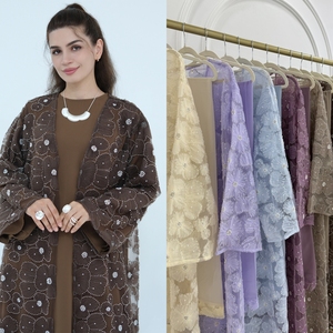 <span class=keywords><strong>Grossiste</strong></span> fauchage Abaya ouverte de luxe style Eid perlé avec robe intérieure Floral Nouvelle Collection Ensemble Abaya <span class=keywords><strong>grossiste</strong></span> Abaya Dubai - Product Image 2
