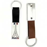 Porte-clés en cuir et alliage de zinc, finition laquée, style européen, pendentif drapeau français Paris, accessoires de sac, souvenir de voyage créatif