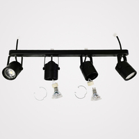 Spot LED COB sur rail moderne à 4 têtes GU10/MR16, corps en fer et aluminium noir, nouveau support de lampe pour éclairage intérieur, boîtier de lampe
