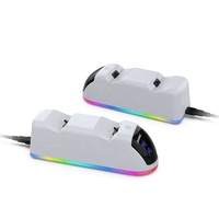 Chargeur double TP5-0515S avec lumière RVB pour station de charge de manette de jeu PS5, station de charge de joystick TP5-0515B