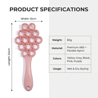 Brosse à cheveux professionnelle à mailles circulaires ventilées - Peigne flexible pour démêler et masser le cuir chevelu, pour un séchage rapide et un coiffage efficace (5 couleurs)