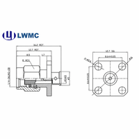 Connecteur mâle SMA LWMC à souder pour câble semi-flexible et semi-rigide de 0,141 pouce, montage sur bride à 4 trous, jusqu'à 18 GHz
