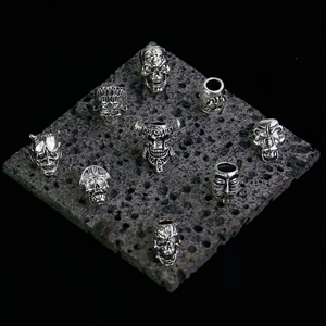 Antik gümüş Viking Rune sakal boncuk büyük delik paslanmaz çelik yeniden erkekler ve kadınlar için Dreadlock takı-toptan - Product Image 6