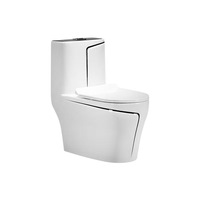 Toilette en marbre AIDI avec ligne noire S-trap 250/300mm WC siphonique Toilette monobloc