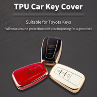 RYHX Housse de protection pour clé en TPU écologique avec bordure dorée pour voitures Toyota (Logo personnalisé, modèles multi-années)