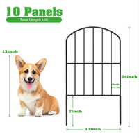 Clôture décorative en lattes pour jardin, 32 panneaux, sans creuser, 13,8 m (L) x 33 cm (H), barrière anti-animaux (chiens, lapins), clôture en fil métallique pour parterres de fleurs arqués