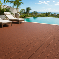 Planches de terrasse en composite WPC creuses antidérapantes à emboîtement, imperméables, ignifuges, surface imitation bois, pour extérieur
