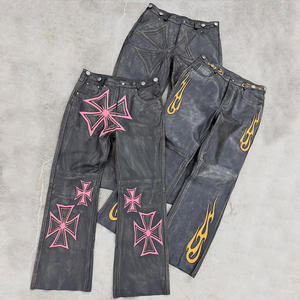 مخصص للرجال خمر الهيب هوب الشارع للماء تنفس مكافحة بيلينغ قطن المتعثرة حمض الغسيل الدنيم فضفاض الساق واسعة تناسب - Product Image 1