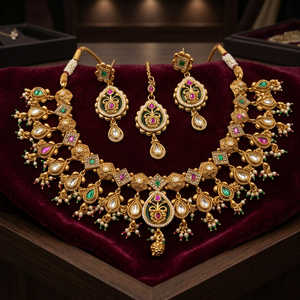 Conjunto nupcial chapado en oro: Collar gargantilla y pendientes colgantes de perlas de imitación, estilo étnico, moderno, para boda, compromiso, aniversario, lo último en alta. - Product Image 3