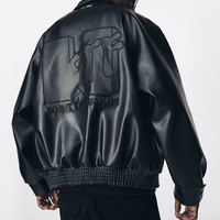 Veste en cuir PU sur mesure pour hommes, veste en cuir de moto noire gaufrée, fabricants
