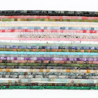 Perles de Pierre Rondes Tubes Naturelles 4x4 mm Jade Howlite Quartz Rose Jaspe Œil-de-Tigre pour Fabrication de Bijoux DIY