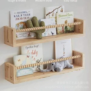 Wooden Beaded Storage <b>Rack</b> For Childrens Picture Books Dolls Wall <b>Shelf</b> Rectangle Durable Standing Type - Product Image 3