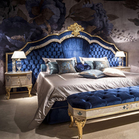 Meubles de chambre à coucher pour villa de bonne qualité, lit double en bois de bouleau massif, lit classique de luxe pour chambre à coucher de grand format