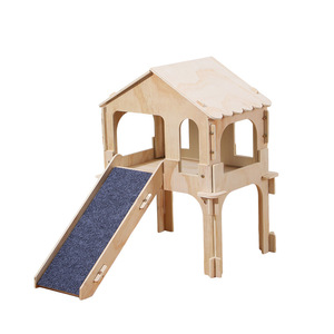 Wooden Guinea Pig Playhouse With <b>Slide</b> And Climbing House For <b>Small</b> Pets Indoor Use - Product Image 1