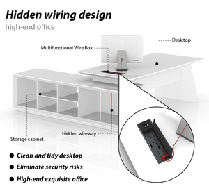 Ensemble de bureau de direction en bois en forme de L extensible et convertible <span class=keywords><strong>Meetco</strong></span> Luxury Modern pour PDG/directeur - Product Image 4
