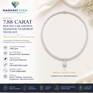Collier de luxe en or blanc massif 14 carats avec diamant rond de 7,88 carats cultivé en laboratoire, pendentif de mariage raffiné pour femmes - Product Image 1