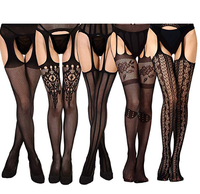 Collants à bretelles en dentelle noire pour femmes, collants sans couture jusqu'aux cuisses, collants résille pour les occasions spéciales