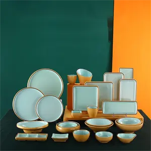 10.5 Inch 100% Melamine Plates Long shaped Special color scheme Restaurant Dinnerware Sets