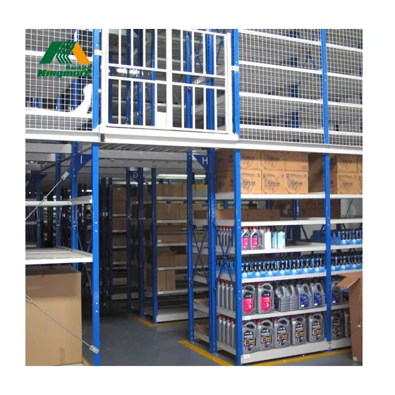 warehouse storage metal steel two floors mezzanine shelves rack system