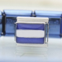 Bracelet de charme italien en forme de lettre N de l'alphabet, drapeaux de signalisation nautique individuels, code maritime international bleu et blanc, pays