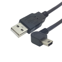 Câble coudé à 90 degrés USB 2.0 mâle vers Mini USB avec gaine en PVC 3A Tresse de charge rapide Blindage