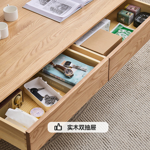 Solid Wood Coffee <b>Table</b> Ash Wood Rectangular Storage Living Room <b>Sofa</b> <b>Side</b> <b>Table</b> - Product Image 2