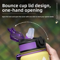 Bouteille d'eau sport en plastique personnalisée avec logo OEM, 32 oz (1000 ml), sans BPA, anti-fuite, avec marqueur de temps, vente en gros